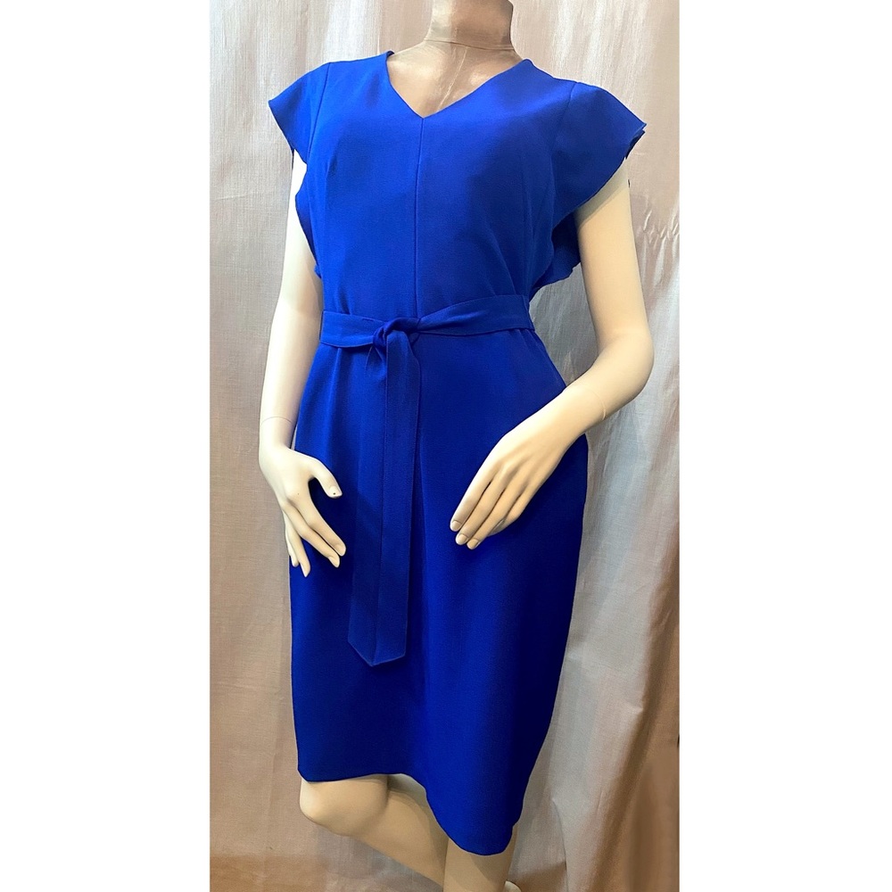 Eliza J Blue Cap Sleeve V-neck Dress 6